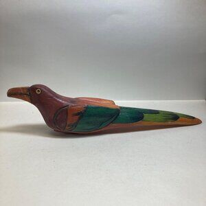 Vintage Bird Carving Ecuador Balsa Wood Toucan ? Parrot ? 1970's Folk Art